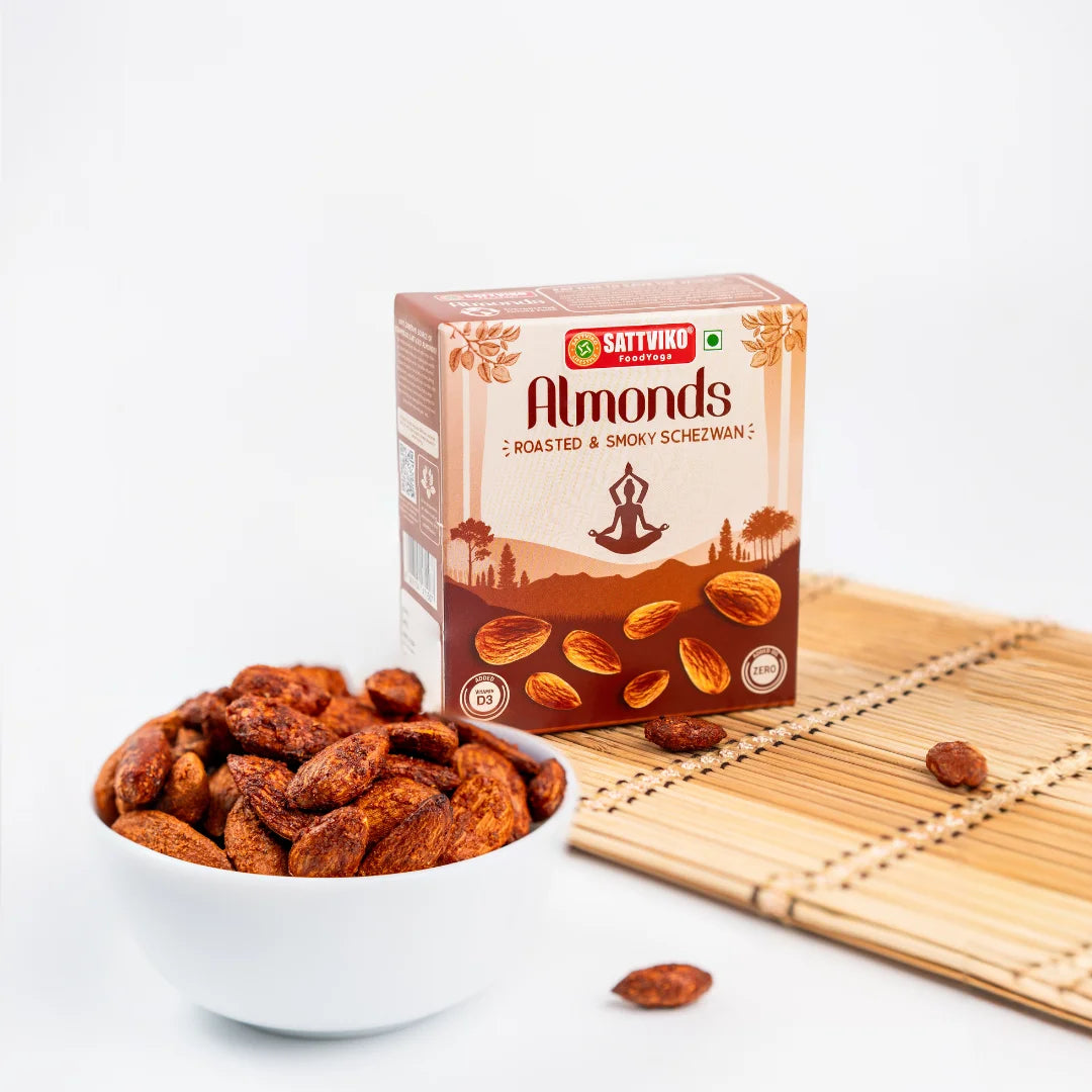 Sattviko Roasted Smoky Schezwan Almonds 80 GM