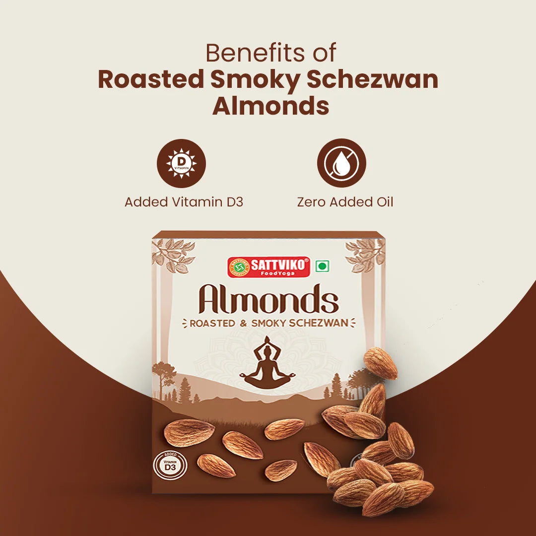 Sattviko Roasted Smoky Schezwan Almonds 80 GM