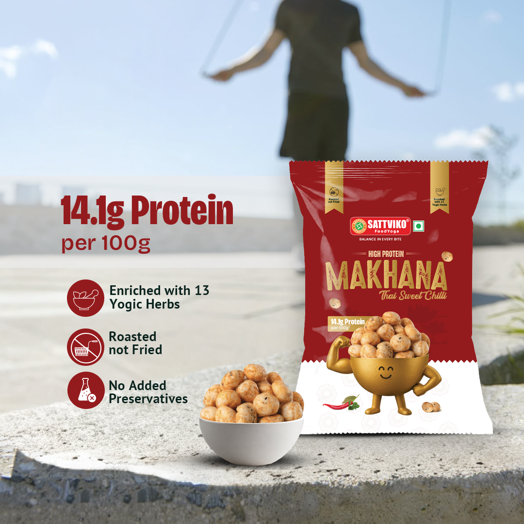 Sattviko High Protein Makhana – Thai Sweet Chilli (30g)