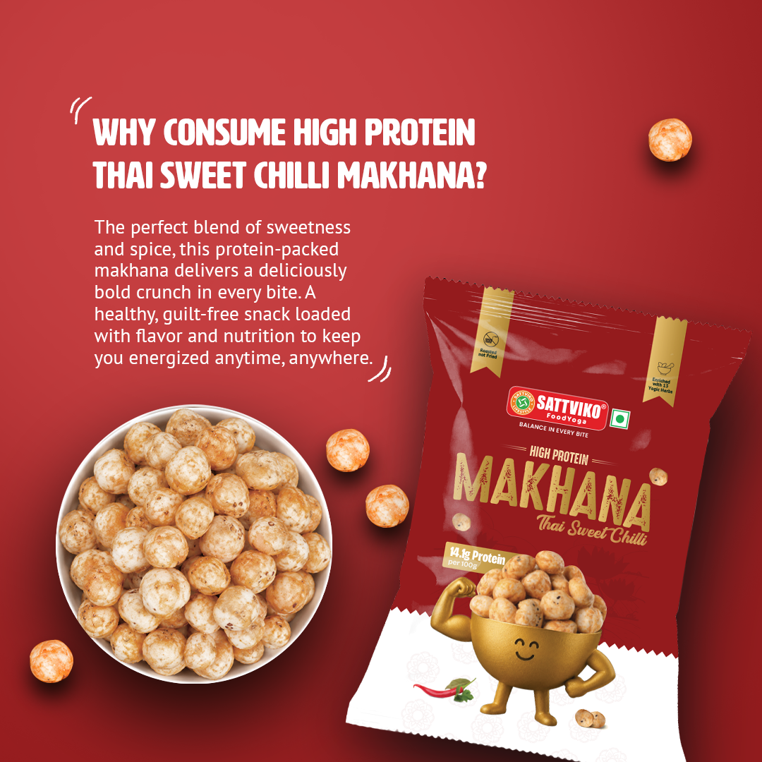 Sattviko High Protein Makhana – Thai Sweet Chilli (30g)